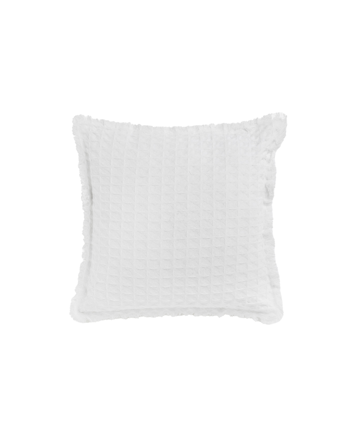 Housse de coussin en coton nid d’abeille couleur blanc disponible en plusieurs tailles