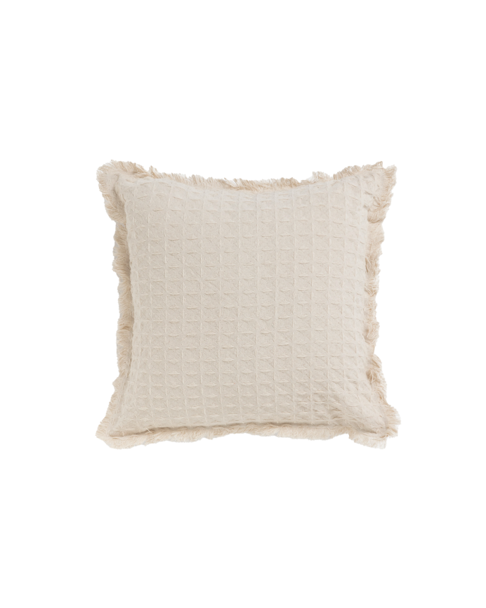 Housse de coussin en coton nid d’abeille couleur écru disponible en plusieurs tailles