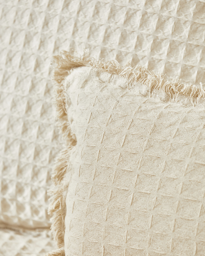 Housse de coussin en coton nid d’abeille couleur écru disponible en plusieurs tailles
