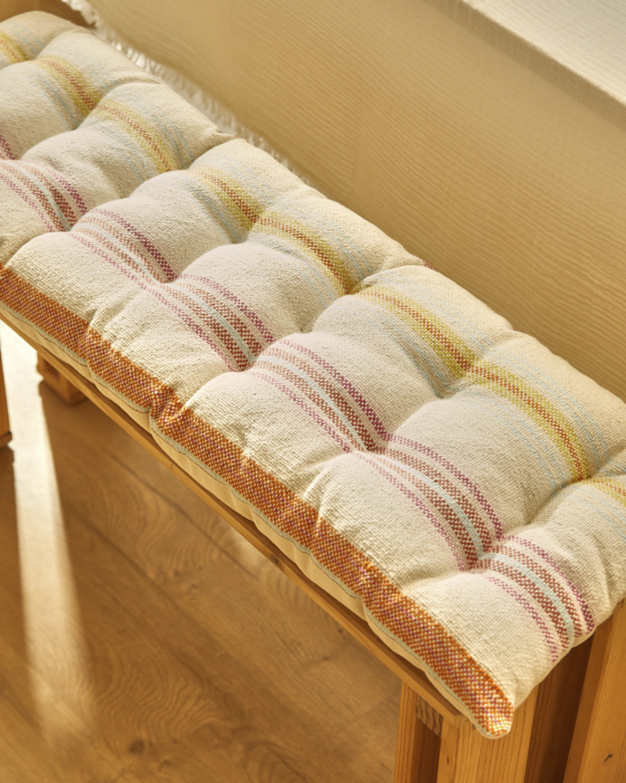 Coussin de banc en coton multicolore 40x120x4 cm