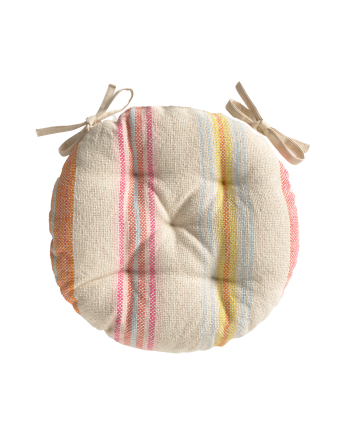 Coussin de chaise rond en coton multicolore 40x4 cm