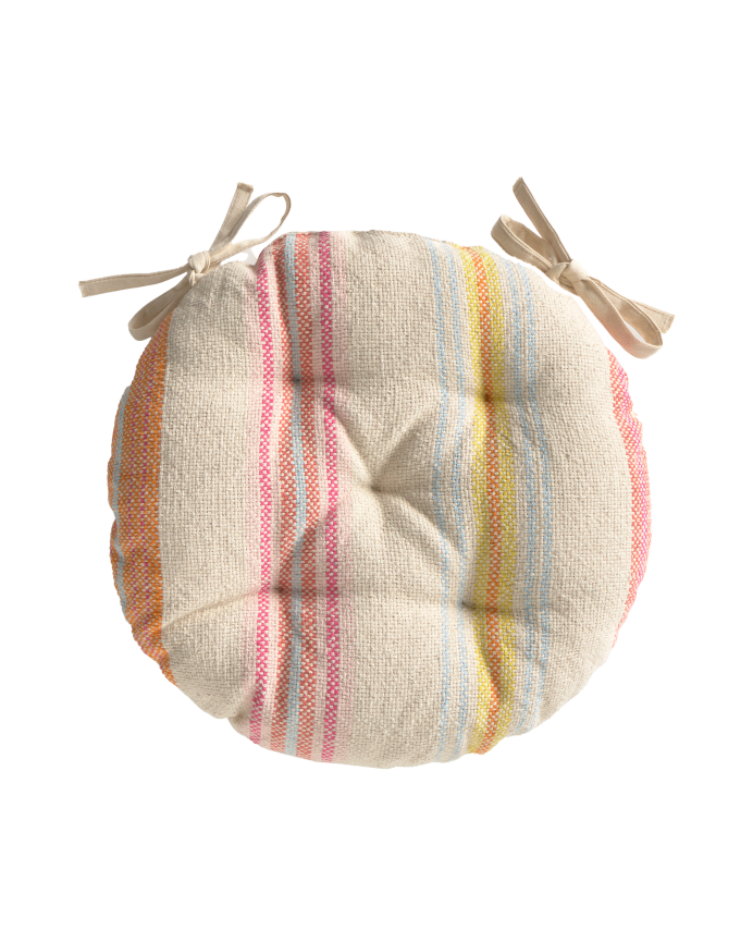 Coussin de chaise rond en coton multicolore 40x4 cm