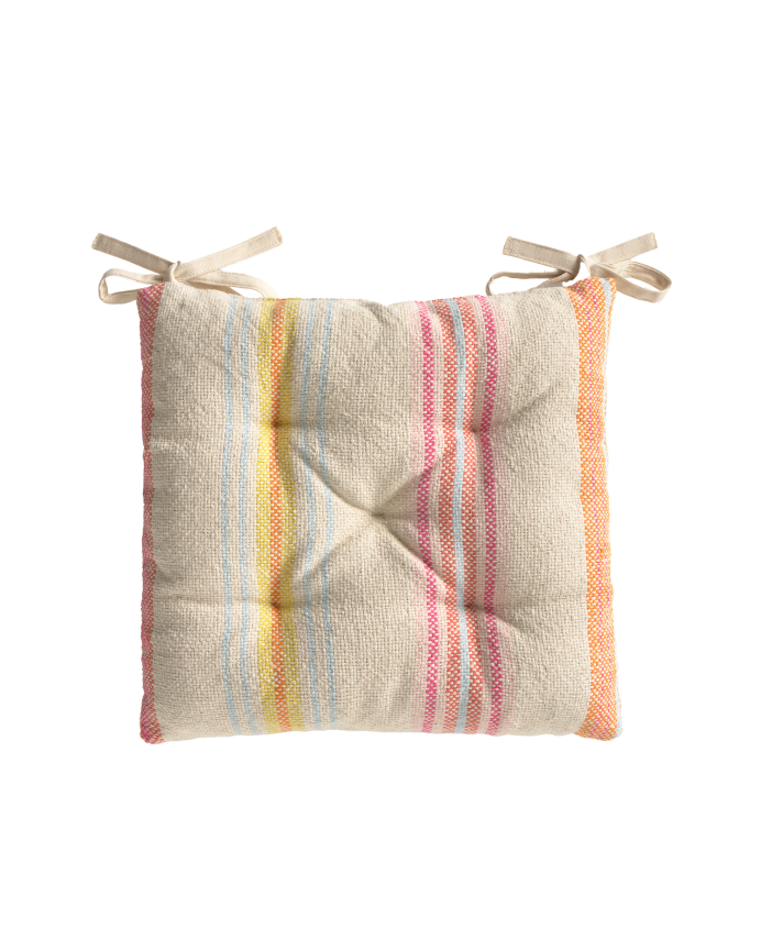 Coussin de chaise carré en coton multicolore 40x40x4 cm