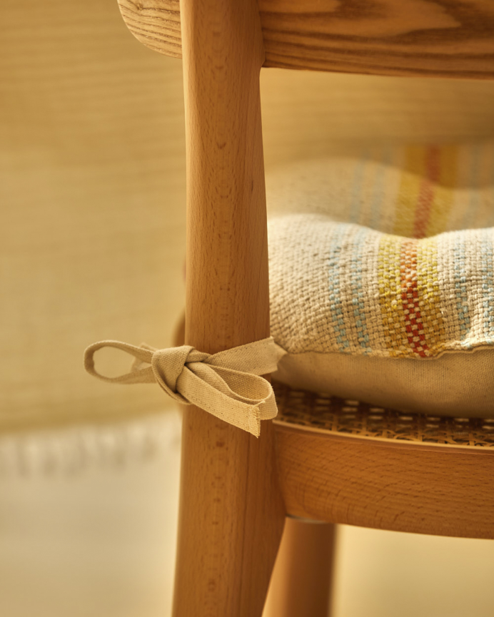 Coussin de chaise rond en coton multicolore 40x4 cm