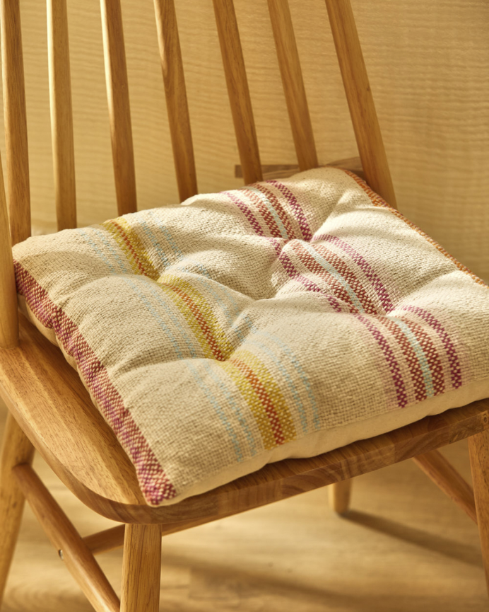 Coussin de chaise carré en coton multicolore 40x40x4 cm
