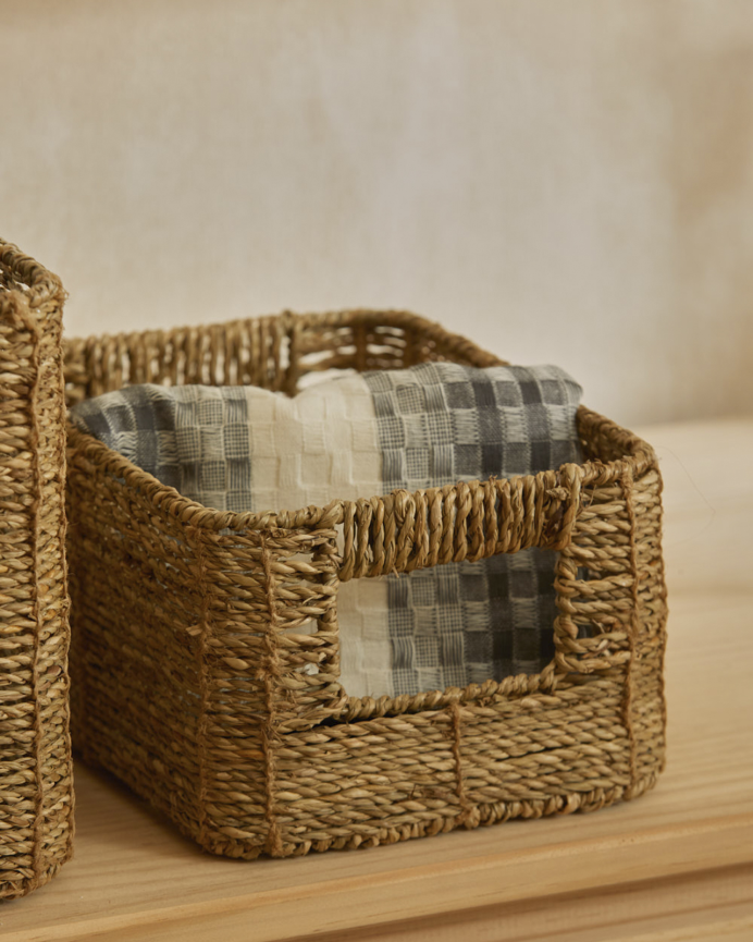 Panier rectangulaire en jonc de mer 22x17x12 cm
