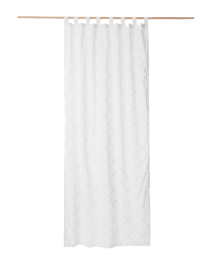 Rideau semi-translucide en coton couleur blanc 140x280 cm