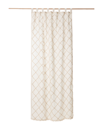 Rideau semi-translucide en coton couleur écru 140x280 cm