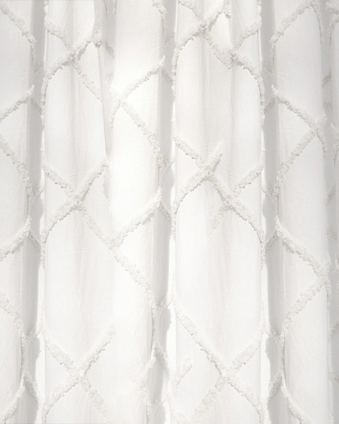 Rideau semi-translucide en coton couleur blanc 140x280 cm