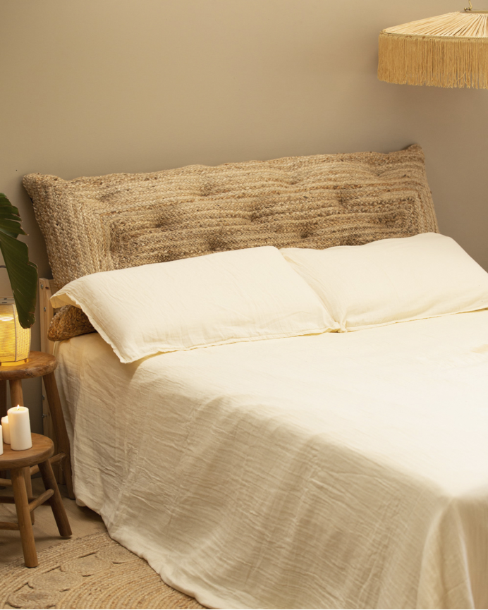 Tête de lit matelassée en jute disponible en plusieurs tailles