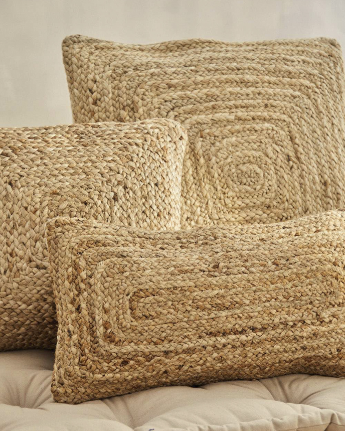 Housse de coussin en jute et coton 30x60 cm