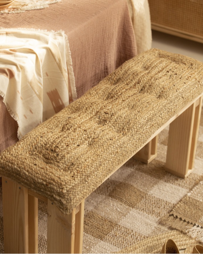 Coussin de banc en jute 40x120x4 cm