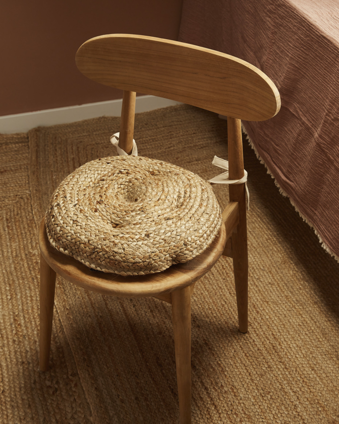 Coussin de chaise rond en jute 40x4 cm