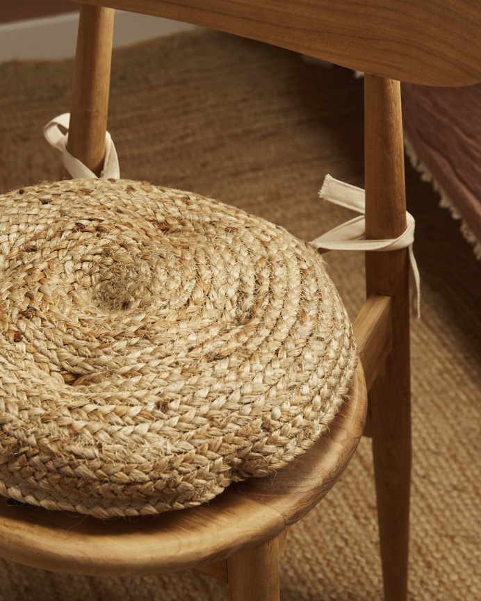 Coussin de chaise rond en jute 40x4 cm