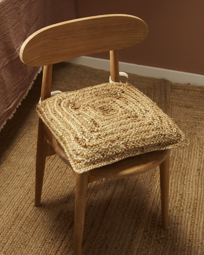 Coussin de chaise carré en jute 40x40x4 cm
