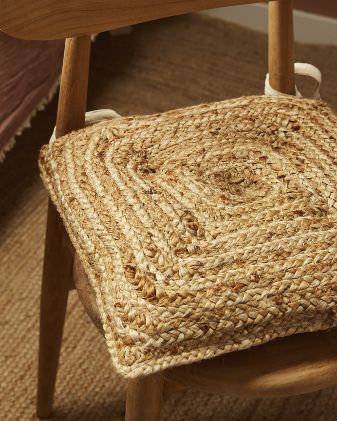 Coussin de chaise carré en jute 40x40x4 cm