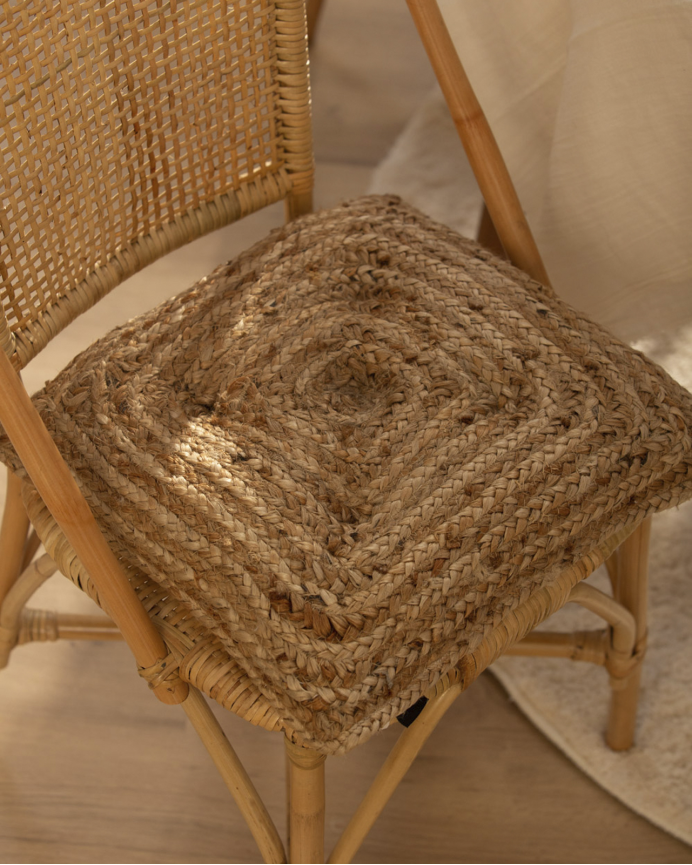 Coussin de chaise carré en jute 40x40x4 cm