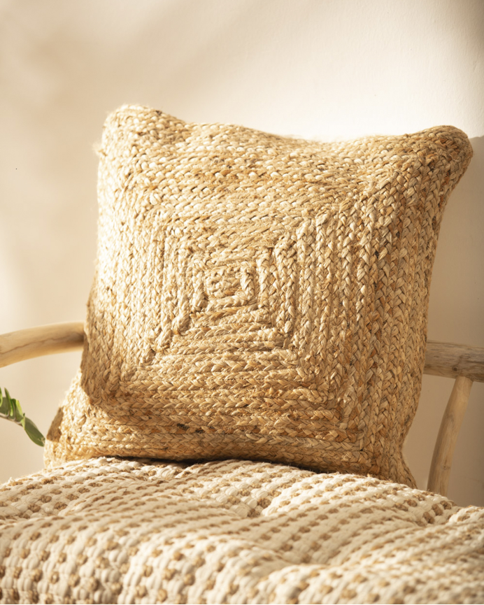 Housse de coussin en jute et coton disponible en plusieurs tailles