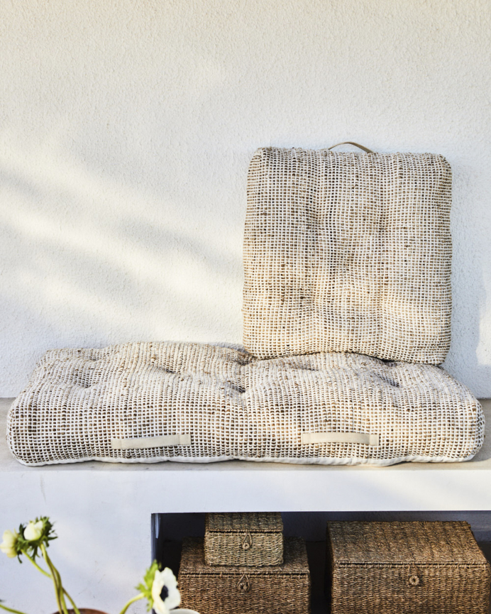 Coussin de sol en coton et jute disponible en plusieurs tailles