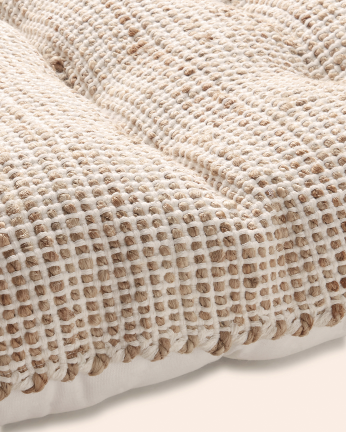 Tête de lit matelassée en jute couleur écru disponible en plusieurs tailles