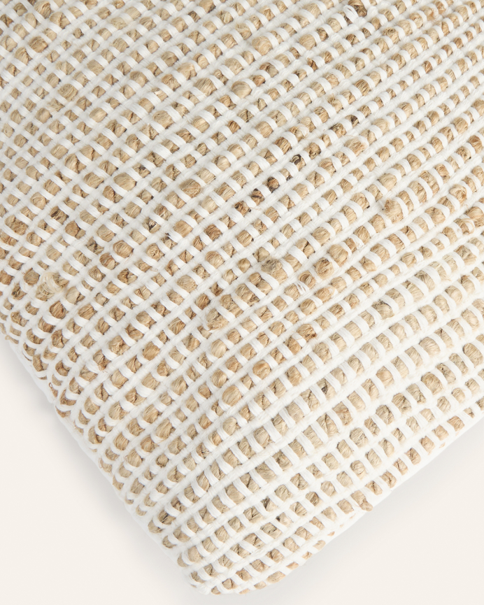 Housse de coussin en jute et coton couleur écru 30x60 cm