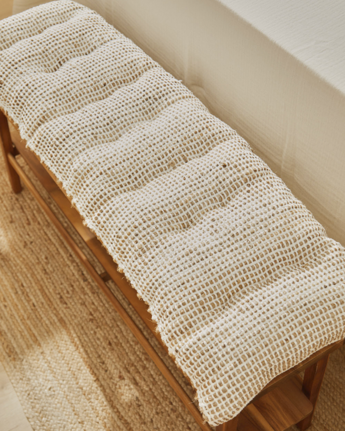 Coussin de banc en jute et coton écru 40x120x4 cm