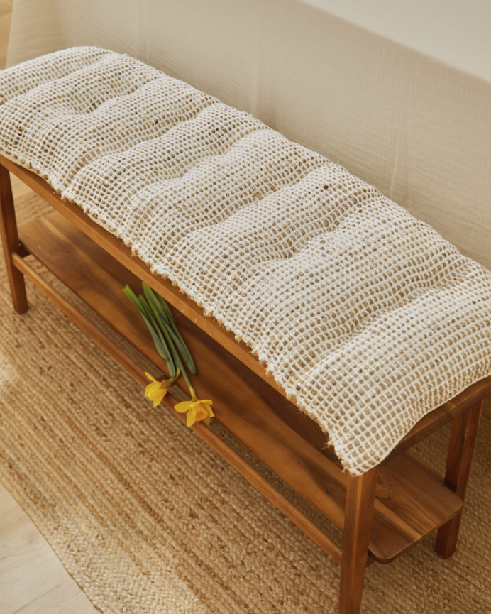 Coussin de banc en jute et coton écru 40x120x4 cm