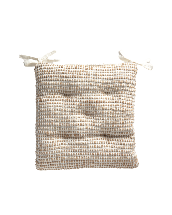 Coussin de chaise carré en jute et coton écru 40x40x4 cm