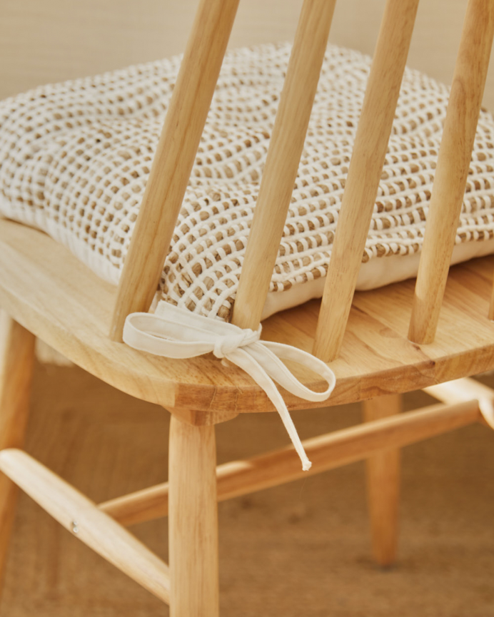 Coussin de chaise carré en jute et coton écru 40x40x4 cm