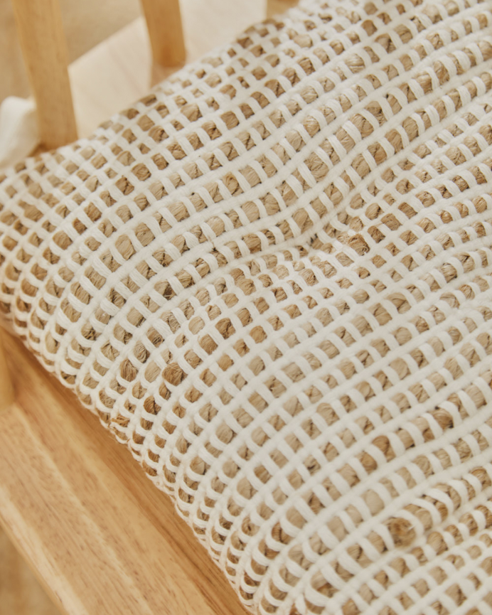 Coussin de chaise carré en jute et coton écru 40x40x4 cm