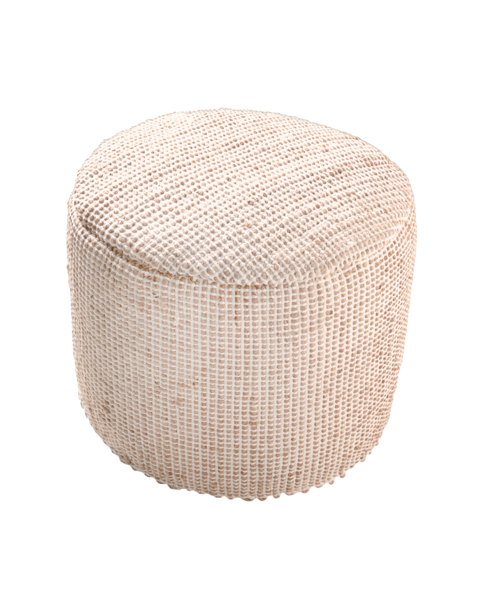 Pouf en jute et coton écru 50x35 cm
