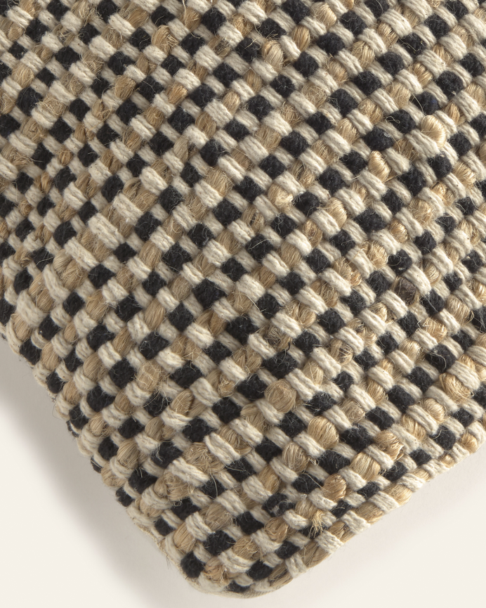 Housse de coussin en jute et coton couleur noir disponible en plusieurs tailles