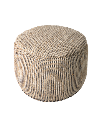 Pouf en jute et coton noir 50x35 cm