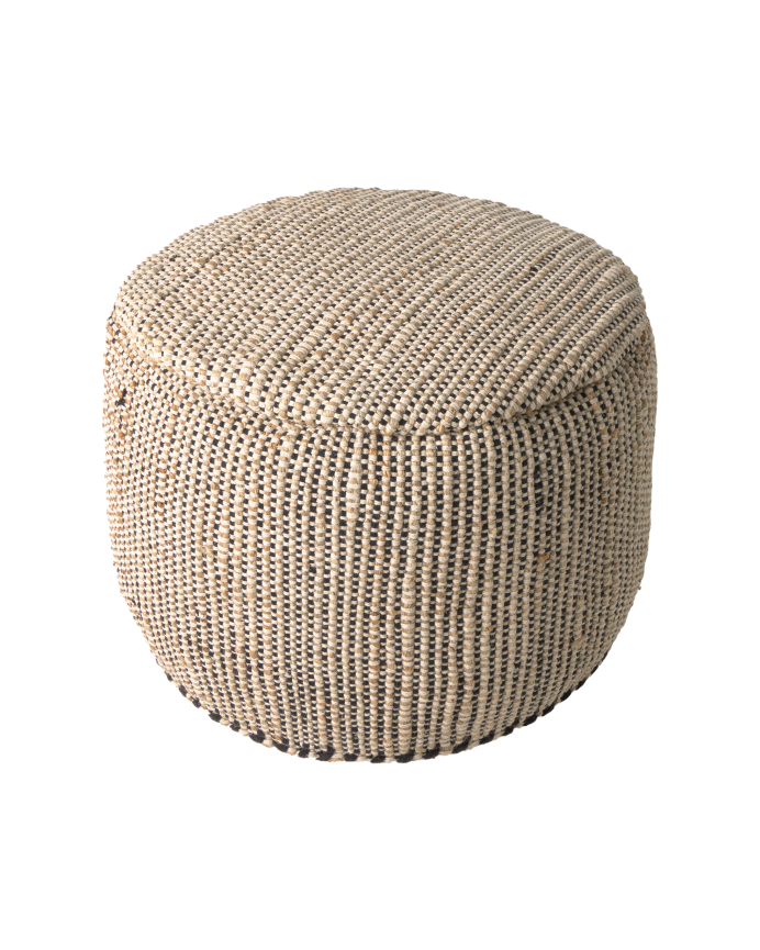 Pouf en jute et coton noir 50x35 cm