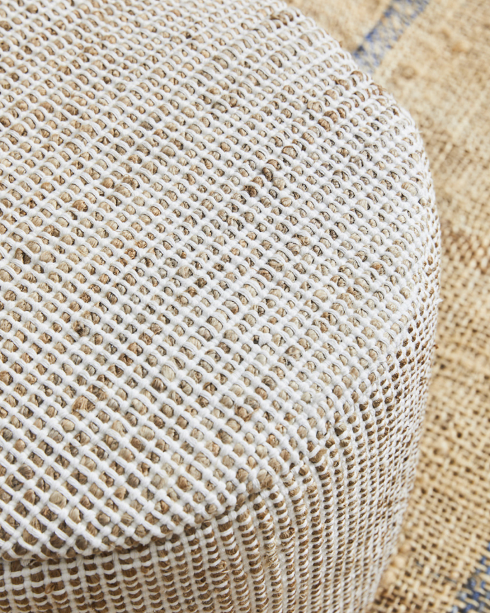 Pouf en jute et coton écru 50x35 cm
