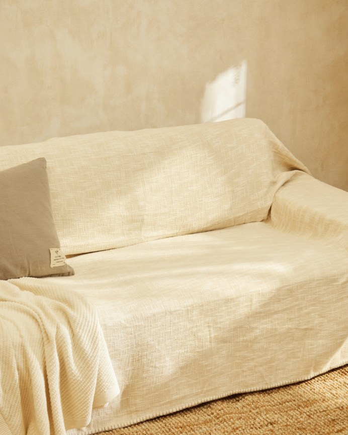 Couvre-lit en coton couleur écru disponible en plusieurs tailles