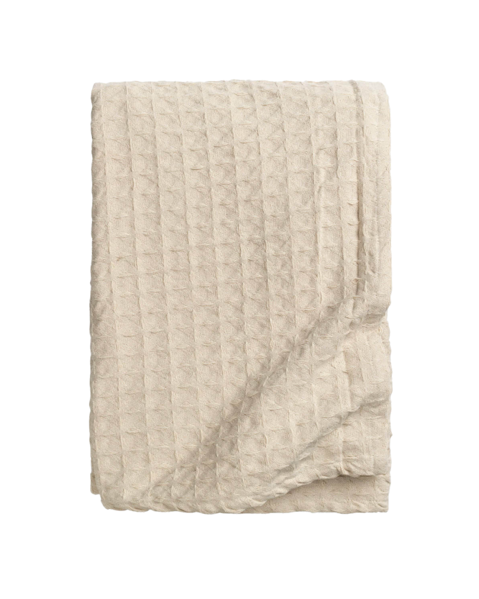 Couvre-lit en coton nid d’abeille couleur écru disponible en plusieurs tailles