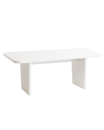 Table de salle à manger en bois massif avec laque brillante en blanc cassé en différentes tailles
