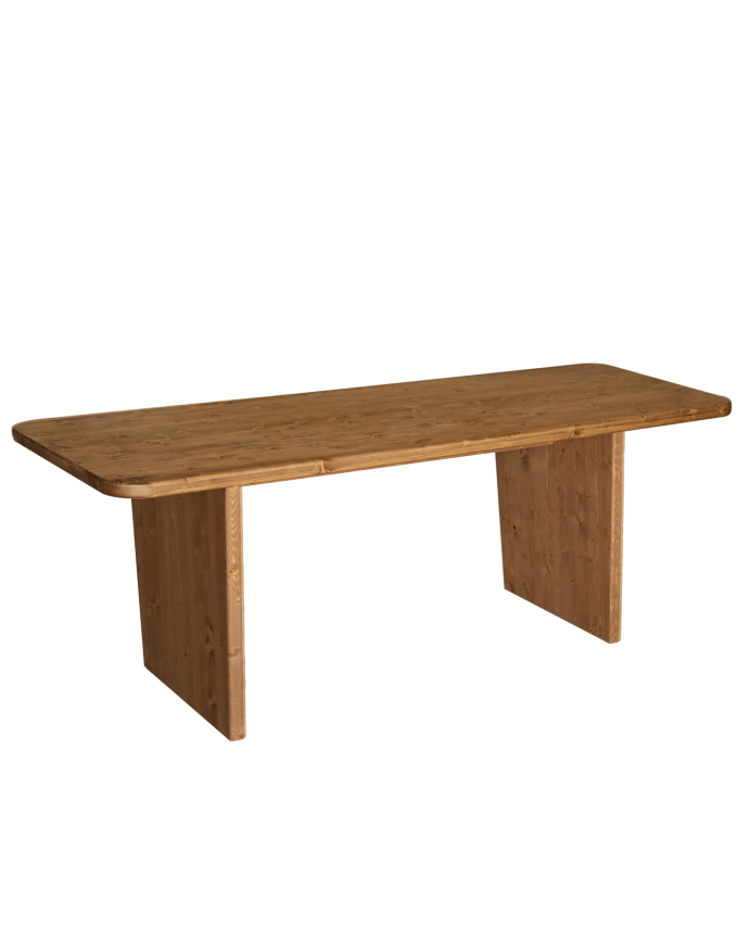 Table de salle à manger en bois massif dans le ton chêne foncé de différentes tailles