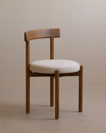 Chaise en bois de hêtre avec assise rembourrée color blanco de 75x38cm
