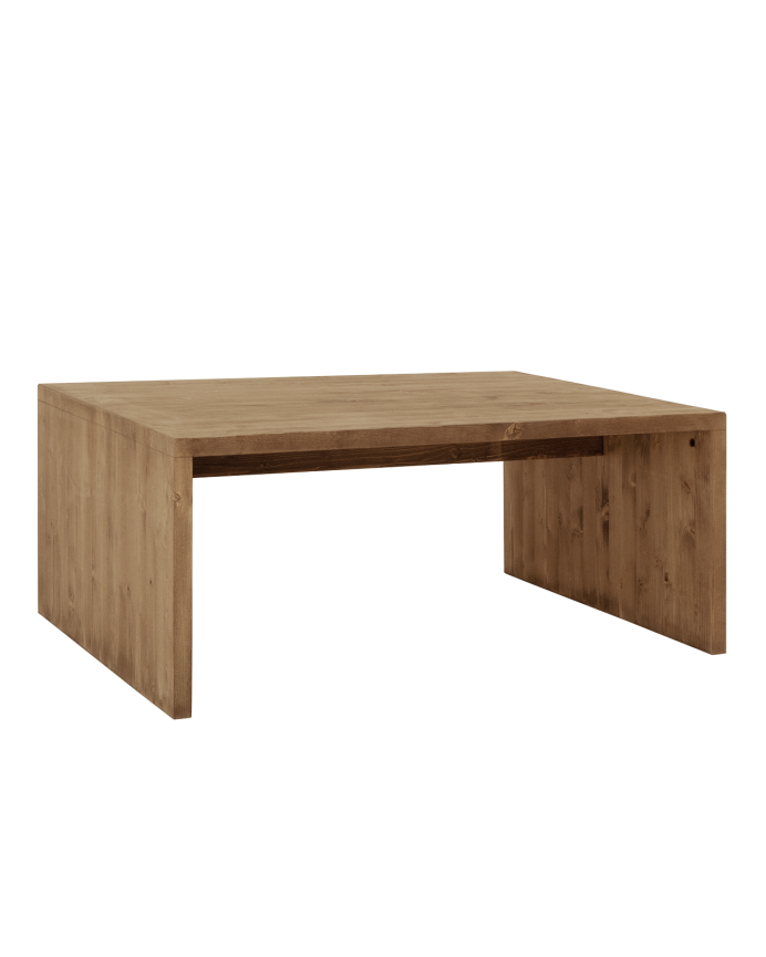 Table basse en bois massif ton chêne foncé de 110x45x74cm
