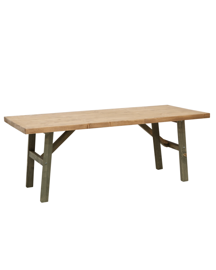 Table basse en bois massif avec finition naturelle et verte 