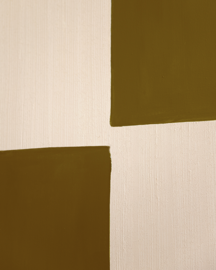 Tableau moutarde et blanc décoratif sur coton avec cadre en bois peint à la main à la peinture l'huile en différentes tailles