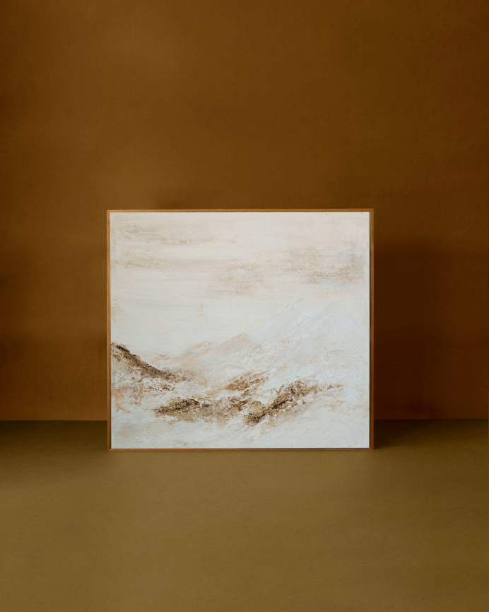 Tableau blanc décoratif sur toile de coton avec cadre en bois peint à la main à la peinture à l'huile différentes tailles