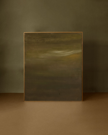 Tableau vert décoratif sur toile de coton avec cadre en bois peint à la main à la peinture à l'huile différentes tailles