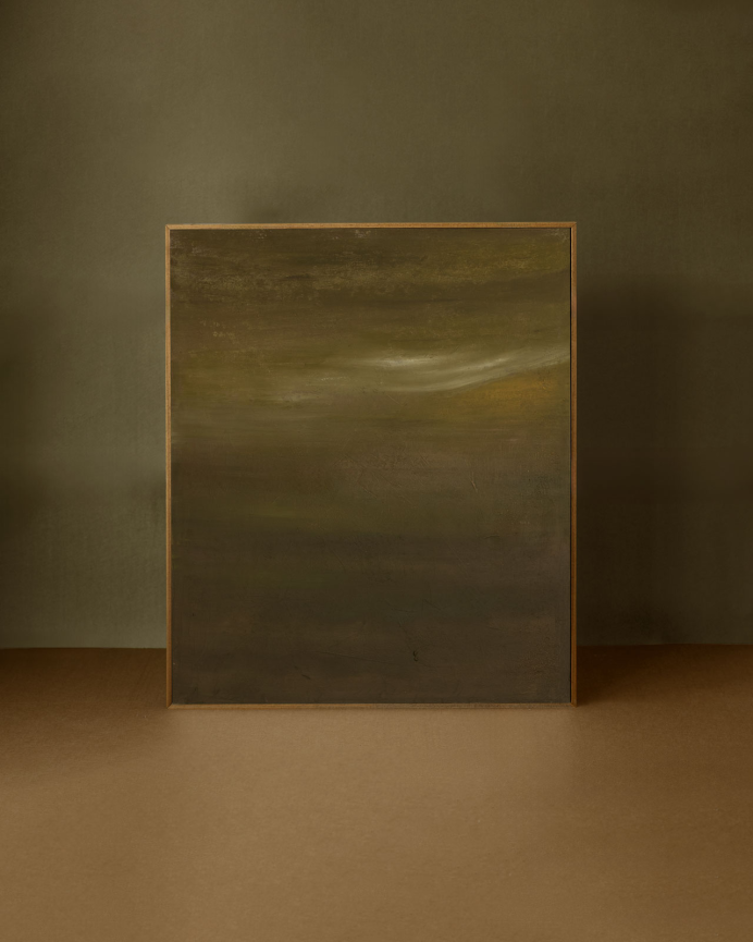 Tableau vert décoratif sur toile de coton avec cadre en bois peint à la main à la peinture à l'huile différentes tailles