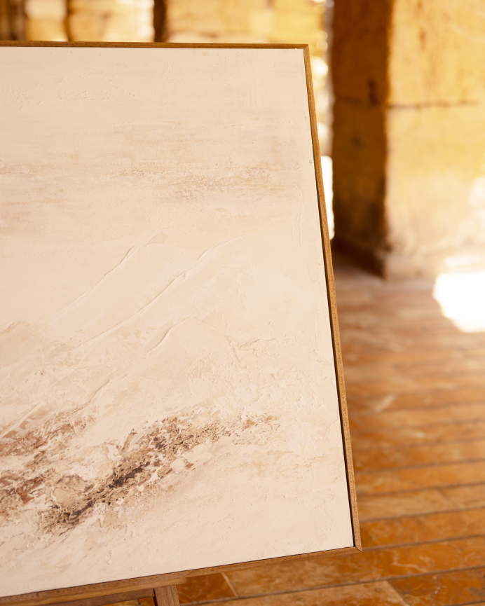 Tableau blanc décoratif sur toile de coton avec cadre en bois peint à la main à la peinture à l'huile différentes tailles