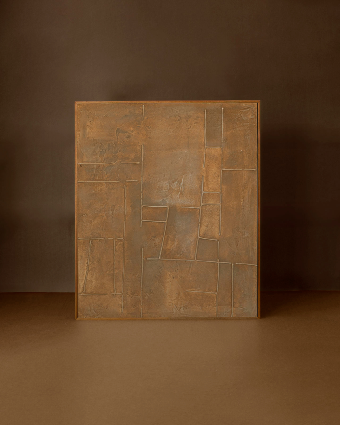 Tableau marron décoratif sur toile de coton avec cadre en bois peint à la main à la peinture à l'huile différentes tailles
