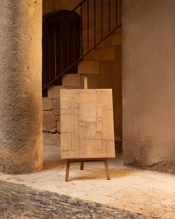 Tableau marron décoratif sur toile de coton avec cadre en bois peint à la main à la peinture à l'huile différentes tailles