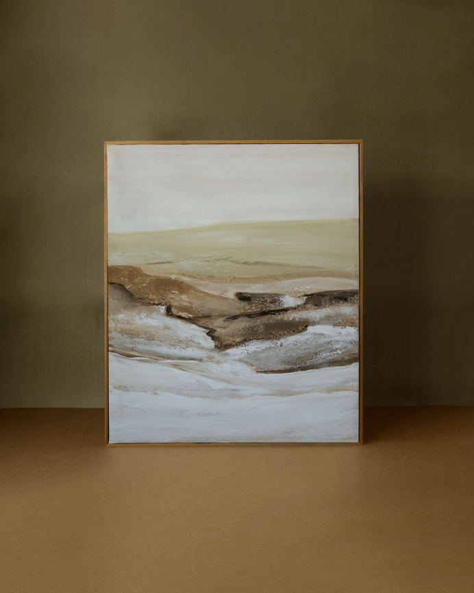 Tableau blanc marron décoratif sur toile de coton avec cadre en bois peint à main à la peinture à l'huile différentes tailles